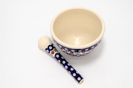 Mojar cu pistil Blue Eyes Festive, ceramica smaltuita, pictat manual, 10,3 x 14,0 cm, volum 0,65 L [4]