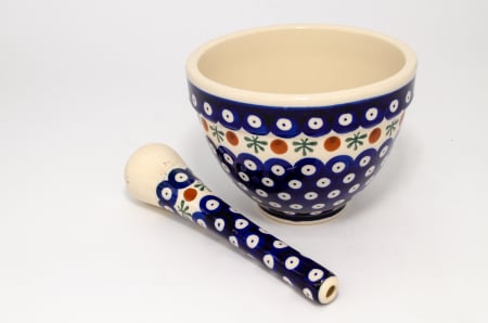 Mojar cu pistil Blue Eyes Festive, ceramica smaltuita, pictat manual, 10,3 x 14,0 cm, volum 0,65 L [2]