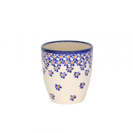 Colectia Blue Field - Pahar pentru ceai Blue Field, ceramica smaltuita, pictat manual, 180 ml