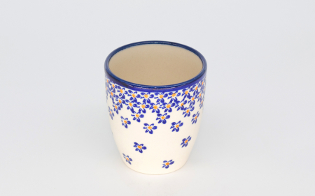 Pahar pentru ceai Blue Field, ceramica smaltuita, pictat manual, 180 ml [0]