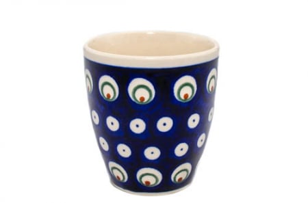 Pahar pentru ceai Blue Peacock Eyes, ceramica smaltuita, pictat manual, 180 ml [3]