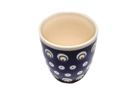 Pahar pentru ceai Blue Peacock Eyes, ceramica smaltuita, pictat manual, 180 ml [2]