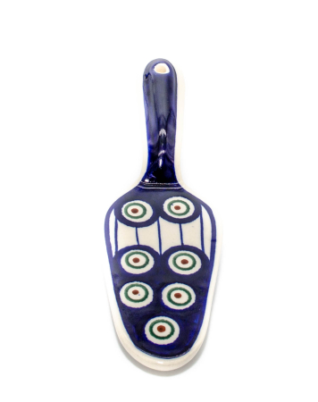Paleta pentru servire tort Peacock Eyes, ceramica smaltuita, pictata manual,18,3 x 5,4 cm [3]