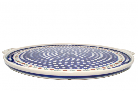 Piatra de copt Blue Eyes Festive, ceramica smaltuita, pictata manual, diametru 40,0 x43,0 cm [2]