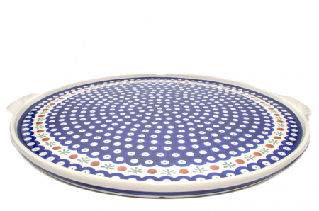 Piatra de copt Blue Eyes Festive, ceramica smaltuita, pictata manual, diametru 40,0 x43,0 cm [1]