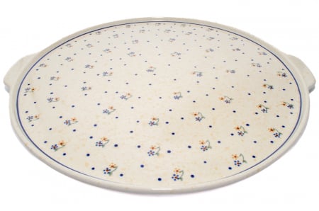 Tavi de copt - Piatra de copt Little Flowers, ceramica smaltuita, pictata manual, diametru 40,0 x43,0 cm