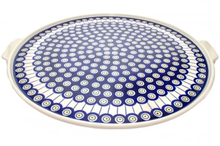 Piatra de copt Peacock Eyes , ceramica smaltuita, pictata manual, diametru 40,0 x43,0 cm [0]