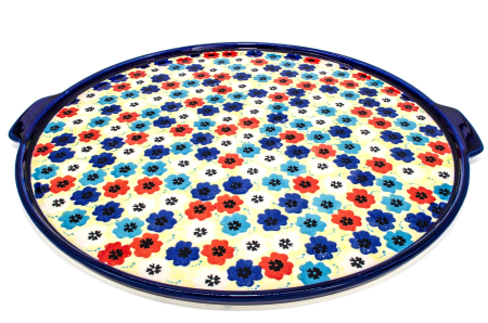 Piatra de copt pizza, ceramica smaltuita, pictata manual, diametru 40,0 x43,0 cm [0]