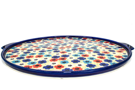 Piatra de copt pizza, ceramica smaltuita, pictata manual, diametru 40,0 x43,0 cm [1]