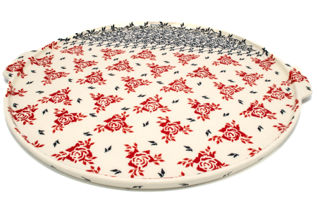 Piatra de copt pizza, ceramica smaltuita, pictata manual, diametru 40,0 x43,0 cm [0]