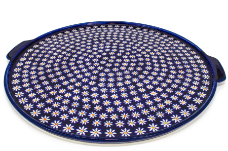 Piatra de copt pizza, Daisy Bouquet, ceramica smaltuita, pictata manual, diametru 40,0 x43,0 cm [0]