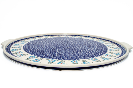 Piatra de copt pizza Forget-me-nots, ceramica smaltuita, pictata manual, diametru 40,0 x43,0 cm [1]