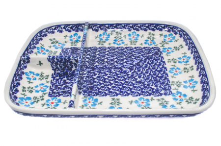 Platou ceramica Forget-me-nots, smaltuit, pictat manual, 25,0 x 21,0 cm [3]