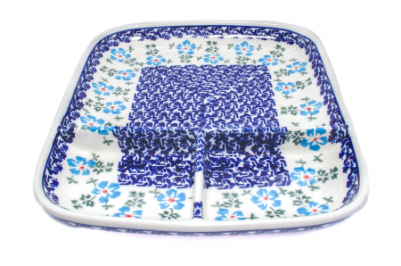 Platou ceramica Forget-me-nots, smaltuit, pictat manual, 25,0 x 21,0 cm [2]