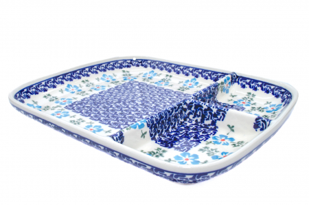 Platou ceramica Forget-me-nots, smaltuit, pictat manual, 25,0 x 21,0 cm [0]