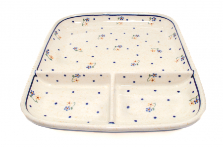 Platou ceramica Little Flowers, smaltuit, pictat manual, 25,0 x 21,0cm [3]