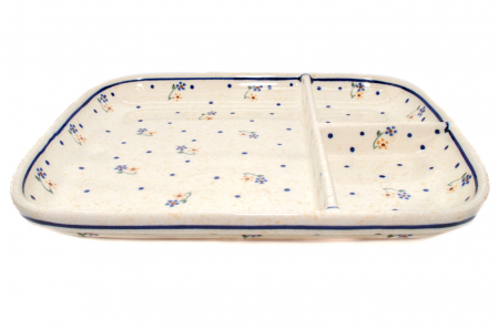 Platou ceramica Little Flowers, smaltuit, pictat manual, 25,0 x 21,0cm [1]