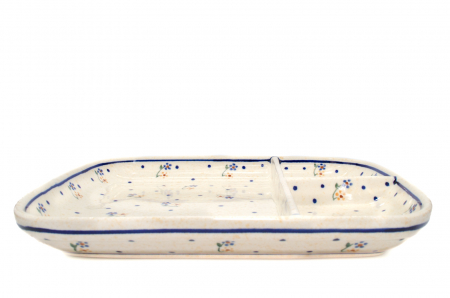 Platou ceramica Little Flowers, smaltuit, pictat manual, 25,0 x 21,0cm [5]