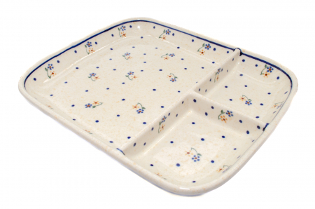 Platou ceramica Little Flowers, smaltuit, pictat manual, 25,0 x 21,0cm [2]