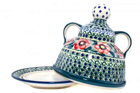 Platou cu capac  "figurina" pentru branzeturi / unt, Diamond Fantasy, ceramica smaltuita, pictata manual, 11,0 x 19,0 cm [4]