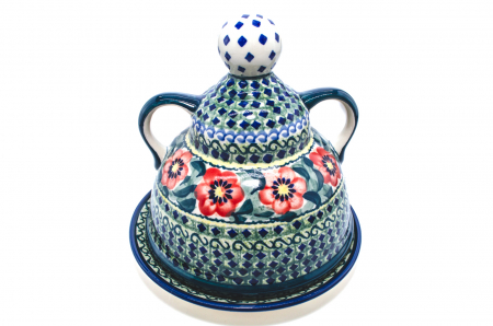 Platou cu capac  "figurina" pentru branzeturi / unt, Diamond Fantasy, ceramica smaltuita, pictata manual, 11,0 x 19,0 cm [8]