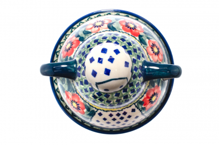 Platou cu capac  "figurina" pentru branzeturi / unt, Diamond Fantasy, ceramica smaltuita, pictata manual, 11,0 x 19,0 cm [7]