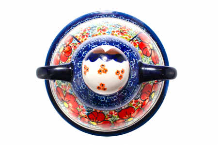 Platou cu capac  "figurina" pentru branzeturi / unt, Mother’s Garden, ceramica smaltuita, pictata manual, 11,0 x 19,0 cm [8]