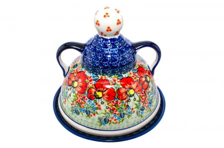 Platou cu capac  "figurina" pentru branzeturi / unt, Mother’s Garden, ceramica smaltuita, pictata manual, 11,0 x 19,0 cm [7]