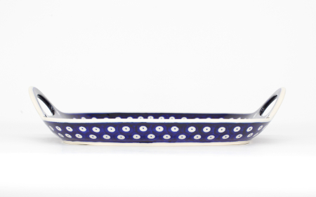 Platou dreptunghiular cu manere pentru servire Blue Eyes, ceramica smaltuita, pictat manual, 31,0 x 26,5 cm [3]