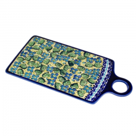 Colectii Artistice - Platou dreptunghiular pentru branzeturi Blossom, ceramica smaltuita, pictat manual, 14,3 x 28,5 cm