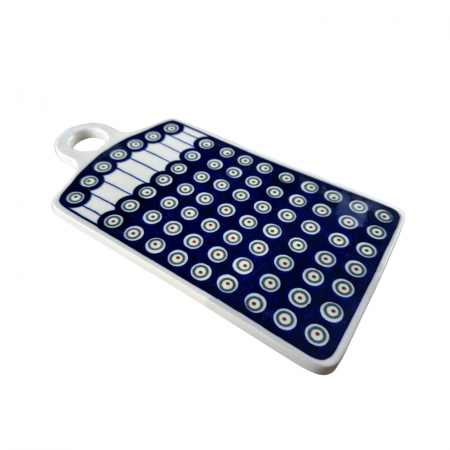 Platou dreptunghiular pentru branzeturi Peacock Eyes, ceramica smaltuita, pictat manual, 14,3 x 28,5 cm [3]