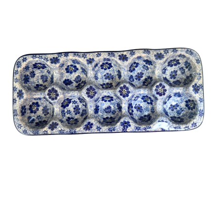 Platou dreptunghiular pentru oua Butterfly Dance, ceramica smaltuita, pictat manual [1]