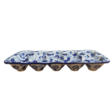 Platou dreptunghiular pentru oua Butterfly Dance, ceramica smaltuita, pictat manual [2]