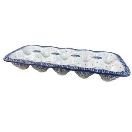 Platou dreptunghiular pentru oua Morning Glory, ceramica smaltuita, pictat manual [3]
