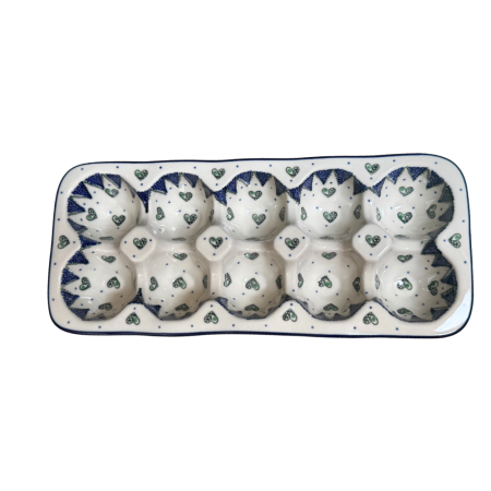 Platou dreptunghiular pentru oua Wild Heart, ceramica smaltuita, pictat manual [3]