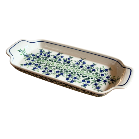 Platou dreptunghiular pentru servire Berries, ceramica smaltuita, pictat manual, 14,8 x 33,4 cm [5]