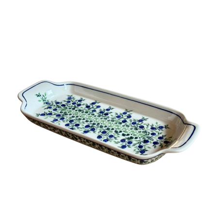 Platou dreptunghiular pentru servire Berries, ceramica smaltuita, pictat manual, 14,8 x 33,4 cm [3]