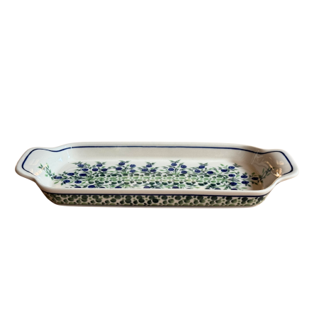 Platou dreptunghiular pentru servire Berries, ceramica smaltuita, pictat manual, 14,8 x 33,4 cm [4]