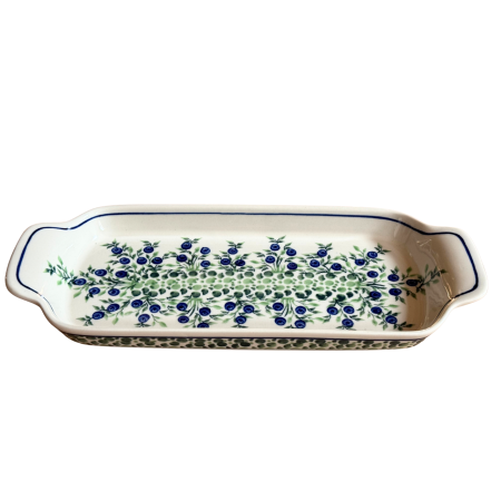 Platou dreptunghiular pentru servire Berries, ceramica smaltuita, pictat manual, 14,8 x 33,4 cm [2]