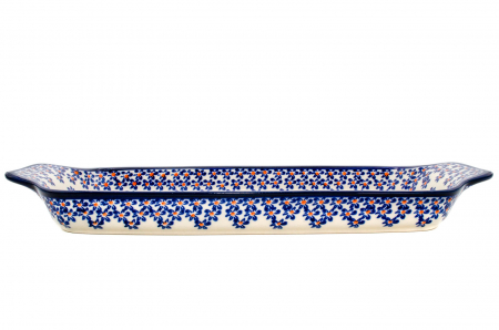 Platou dreptunghiular pentru servire Blue Field, ceramica smaltuita, pictat manual, 14,8 x 33,4 cm [7]