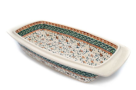 Platouri servire - Platou dreptunghiular pentru servire, Garden in the Wind ceramica smaltuita, pictat manual, 18,5 x 36,0 cm, volum 1,5 L