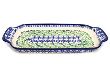 Platou dreptunghiular pentru servire Mistletoe, ceramica smaltuita, pictat manual, 14,8 x 33,4 cm [2]