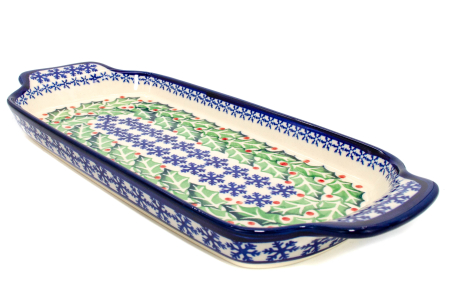 Platou dreptunghiular pentru servire Mistletoe, ceramica smaltuita, pictat manual, 14,8 x 33,4 cm [4]