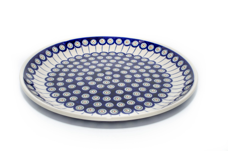 Farfurii - Platou/farfurie suport pentru tort Peacock Eyes, ceramica smaltuita, pictata manual, 33,0 cm