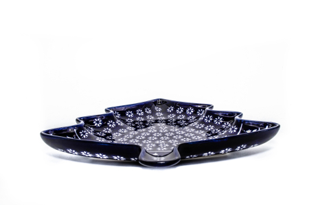 Platou in forma de brad Christmas Night, ceramica smaltuita, pictata manual, 31,50 x 27,8 cm [3]