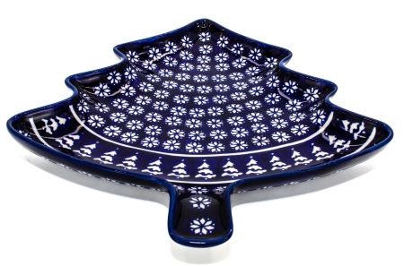 Platou in forma de brad Christmas Night, ceramica smaltuita, pictata manual, 31,50 x 27,8 cm [3]