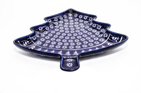 Platou in forma de brad Christmas Night, ceramica smaltuita, pictata manual, 31,50 x 27,8 cm [2]