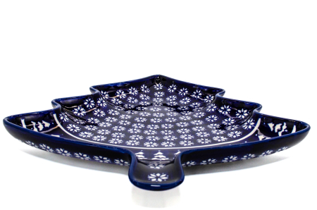 Platou in forma de brad Christmas Night, ceramica smaltuita, pictata manual, 31,50 x 27,8 cm [4]