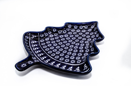 Platou in forma de brad Christmas Night, ceramica smaltuita, pictata manual, 31,50 x 27,8 cm [1]