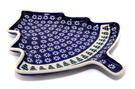 Platou in forma de brad Christmas Tree, ceramica smaltuita, pictata manual, 31,50 x 27,8 cm [5]